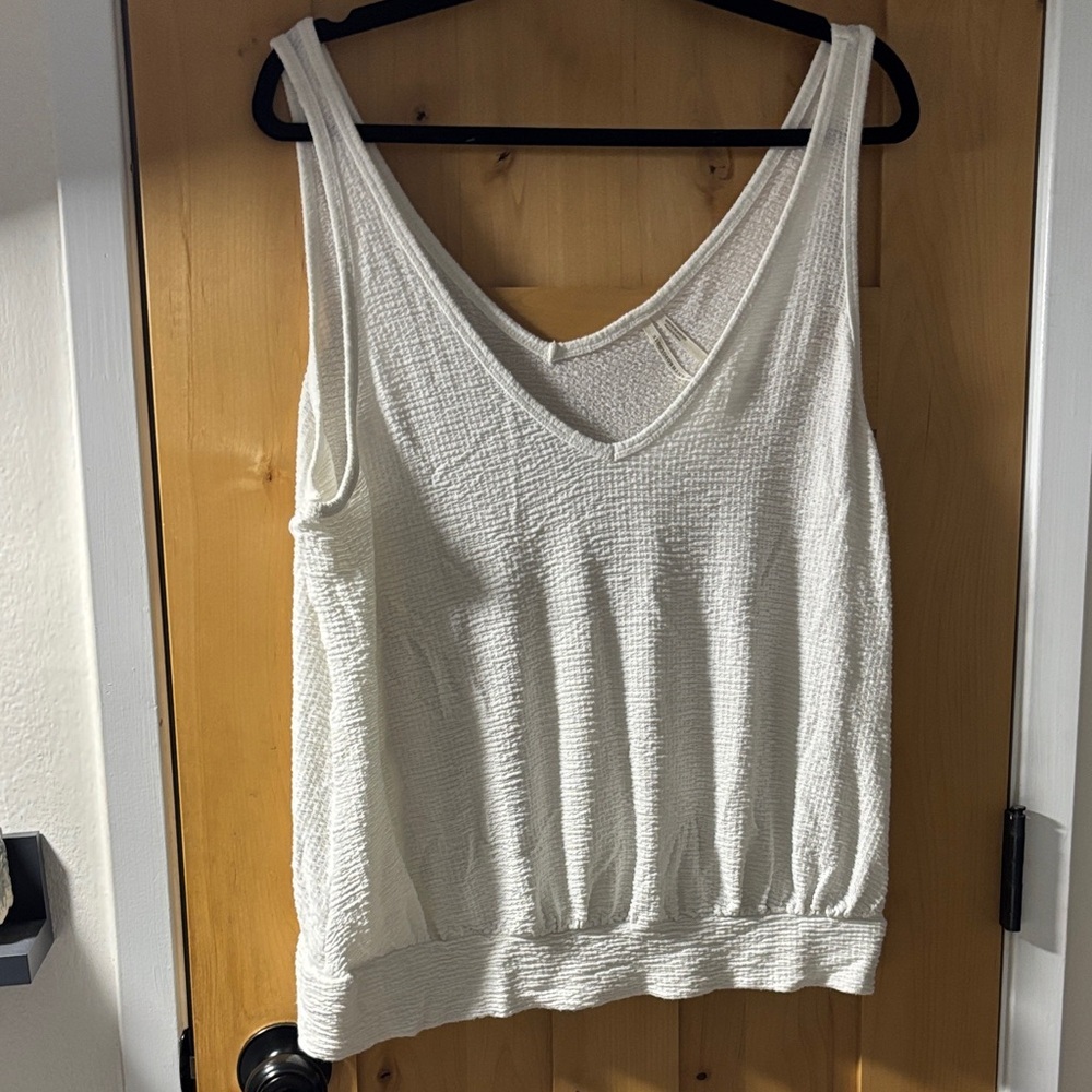 Anthropologie White Textured Tank Top